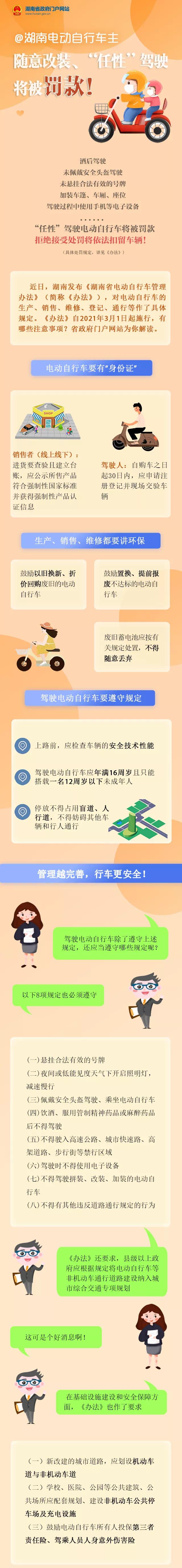 3月1日起正式施行！《湖南省電動自行車管理辦法》全文來了！電動自行車管理辦法》